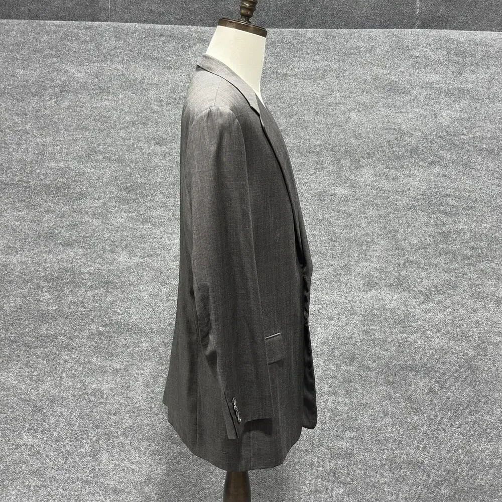 Vintage Hickey Freeman Jacket Mens 46 Long Gray Glen Plaid Wool USA Barneys NY